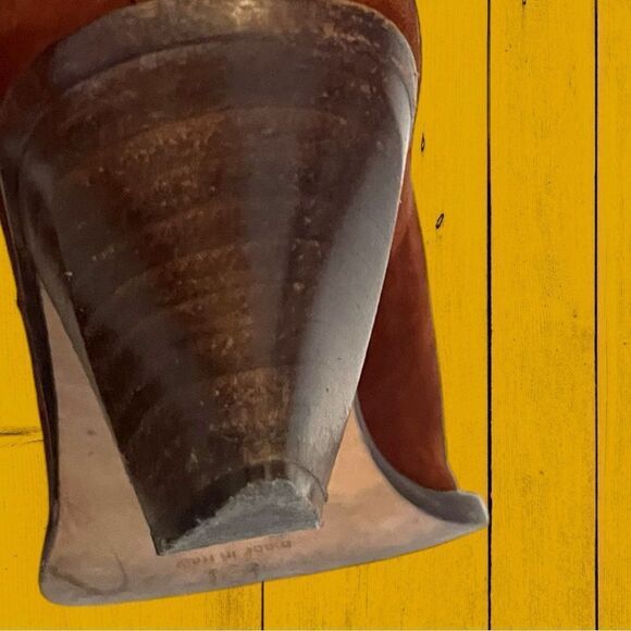 Vintage 90s Via Spiga suede wooden heel pointed toe shoes western style - Picture 9 of 13